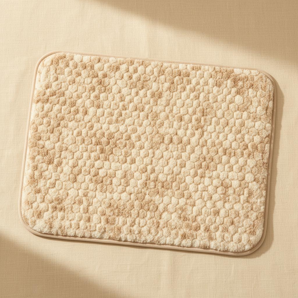 Cat litter trapping mat in cream and beige tones on a warm Pupora background